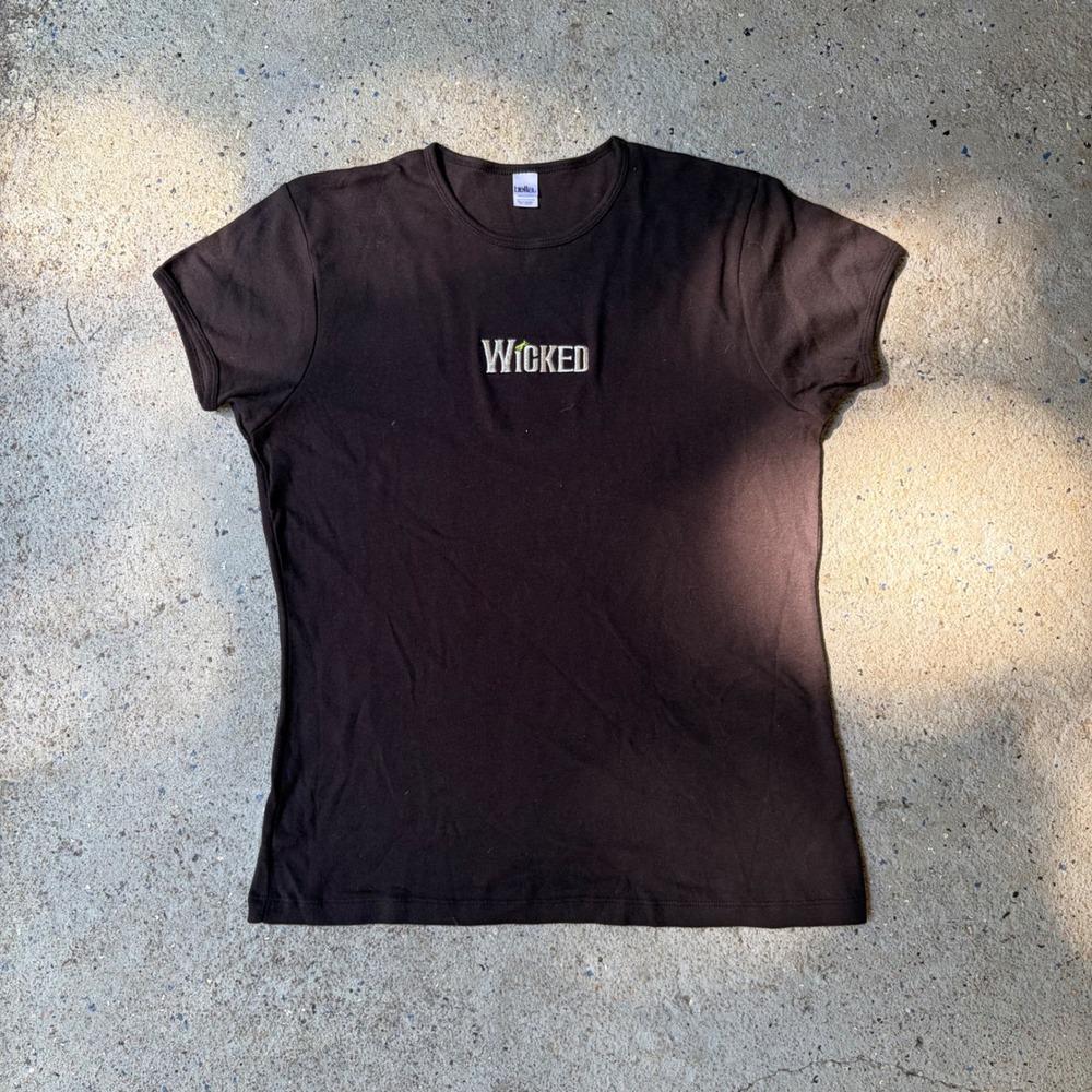 Wicked Musical Broadway Embroidered Baby Tee Bella Black Cotton Shirt XXL